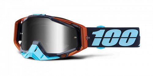 brýle Racecraft Ergono, 100% - USA (stříbrné chrom plexi + čiré plexi + chránič nosu +20 strhávaček)
